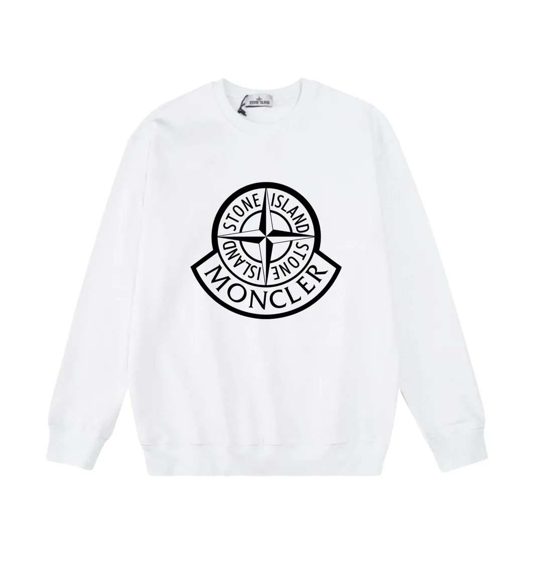 W825#P160💰 Stone Island Stone Island co-branded masked logo round neck printed long-sleeved sweatshirt! Versatile base round neck sweatshirt for couples! Simple armband design, customized 1*1 thread (fine texture), 380g double-strand large terry fabric, very good quality, foreign trade craftsmanship, respect the original version! The threads at the cuffs and hem are all original bartacks! The time-consuming and material consumption distinguishes the ordinary version on the market! Tops worn by celebrities from all walks of life on INS, can be matched with couple styles!  Color: Black White Size: M-XXL